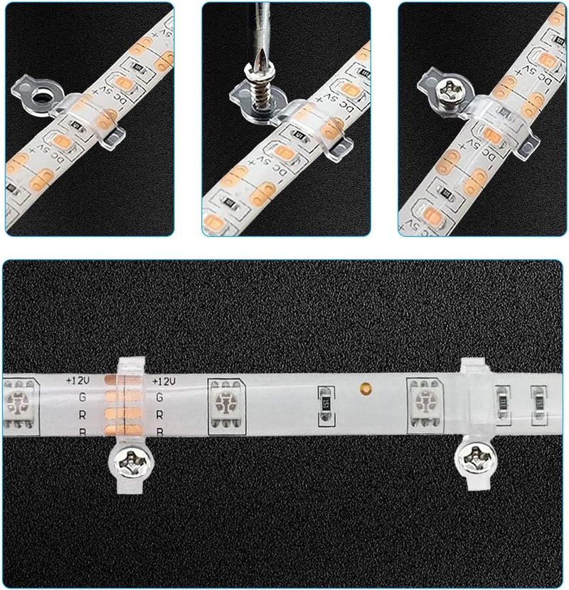 HexinYigjly 100 Pcs Strip Light Mounting Brackets, 10mm Outdoor LED Strip Light Mounting Clips, Led Light Strip Clips, One-Side Fixing Clips Brackets for 10mm Wide Waterproof Strip Lights, with 100 Screws - Image 4